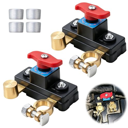 2 Pcs Interruptor Batería Coche 12V-24V | Desconectador Bateria Coche de Cobre Puro Transmisión Estable y Segura para Barco, Camión, Caravana, Coche, Tractor-Apto