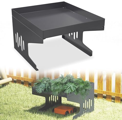 YZNAHRE Mähroboter Garage 70x60x42,5 cm, Wetterfeste Roboter-Garage aus Metall, Universell für Rasenroboter, Bepflanzbares Dach,UV-beständig & Staubschutz