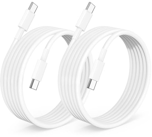 Long USB C to USB C Cable 2M, 2Pack iPhone 17 16 15 USB C Charger Cable Lead, Type C to C Fast Charging Wire for iPhone 17 Pro Max/17 Air/16 Pro Max/16e/15 Plus/15 Pro,iPad Pro/Mini,Galaxy S26