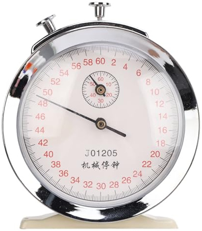 Shurzmotic Mechanische Stoppuhr, rundes Zifferblatt, 0,2 s, 60 Sekunden, Sport-Count-Timer für physikalische Experimente, Laufen, Radfahren, J01205