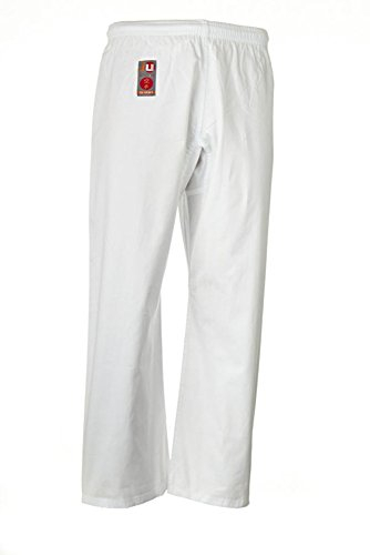 Ju-Sports Karatehose 150 Weiß I Leichte Karate Hose mit Gummibund, Zusatzschnürung & Knieverstärkung I 100% Baumwolle I Auch für Sportarten wie Judo UVM.