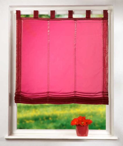 Raffrollo Voile Uni mit Schlaufen, 160x100, Bordeaux, 61008