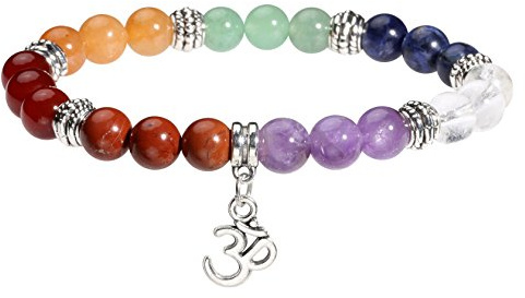 MILAKOO 7 Chakra Perlen Armband mit Baum des Lebens/Yoga/OM Symbol Yoga Heilung Armband