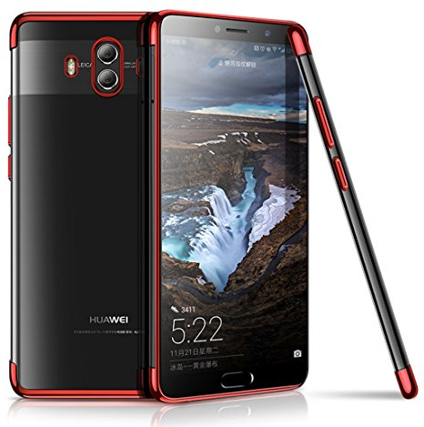 König Design Handyhülle kompatibel mit Huawei Mate 10 Lite Silikon Case Hülle Sturzsichere Back-Cover Handyhülle - Transparent - Rot