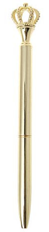 Folewr-8 Kugelschreiber, Metall, Kronen-Form, mit schwarzer Tinte, für Lernen und Büro gold