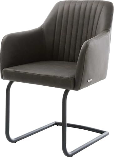 DELIFE Schwingstuhl Greg-Flex Freischwinger rund Schwarz Mikrofaser Anthrazit Vintage Taschenfederkern