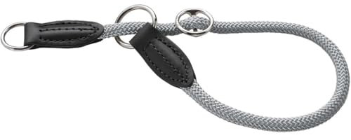 HUNTER Dressurhalsung FREESTYLE EIBY, Farbe: Grau, stufenlos verstellbar, weiches Taumaterial, mit Zugstopp, robust & langlebig, ideal für Training & Spaziergänge bei Wind & Wetter, Größe: M-L