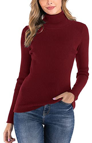 Enjoyoself Suéter Cuello Alto para Mujer Pull-Over Tops Primavera Otoño Suéter de Punto Suéter de Invierno cálido y Elegante Suéter Elegante Calcetín Moderno Cuello Alto Alto Mujer Básico