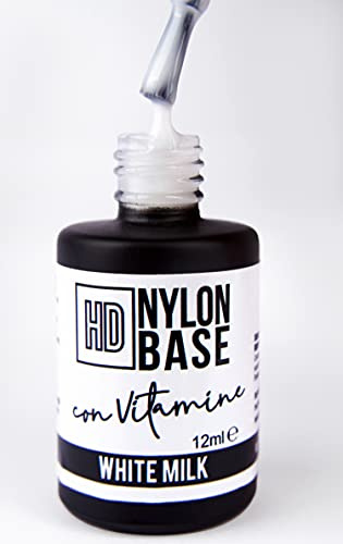 Beauty Space nails - Base semipermanente con rinforzo. Smalto rinforzante unghie modellante, con Vitamina e fibre di NYLON. Flessibile e resistente oltre 4 settimane (WHITE MILK)