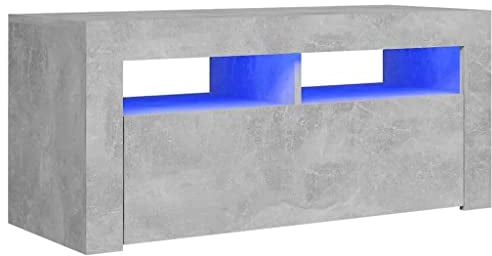 vidaXL TV Schrank mit LED-Leuchten Lowboard Fernsehschrank Fernsehtisch Sideboard HiFi-Schrank TV Möbel Tisch Board Betongrau 90x35x40cm