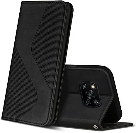 ZONNAVI Hülle für Xiaomi Poco X3 Pro/Poco X3 NFC/Poco X3, PU Leder Handyhülle mit Kartenfächer, Flip Wallet Case Schutzhülle für Xiaomi Poco X3 Pro/Poco X3 NFC/Poco X3 (Schwarz)