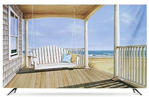 HBLZGBL 42-43 Indoor-TV-Abdeckung, Schutzhülle TV Polyester-Gewebe Umweltfreundliches Drucken und Färben Staubdicht und wasserdicht für Flat Curved TV, Smart TVs (Color : A, Size : 65)