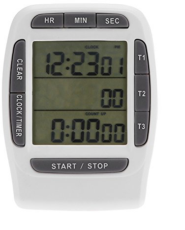 Joyzan Temporizador de Cocina, portatil, 3 Canales con Pantalla LCD Grande, Temporizador preciso, Reloj de Cuenta Regresiva, Temporizador Digital multicanal para el hogar, Cocina, Cocina, Escuela