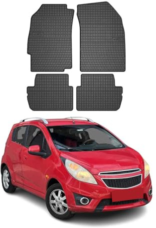 OMAC Gummi Fußmatten kompatibel mit Chevrolet Spark 2015-2019 Automatten Gummi Schwarz 4tlg
