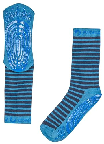 Finkid Tapsut Gestreift-Blau - Vielseitige bequeme Kinder Antirutsch-Socken, Größe EU 31-34 - Farbe Real Teal - Navy