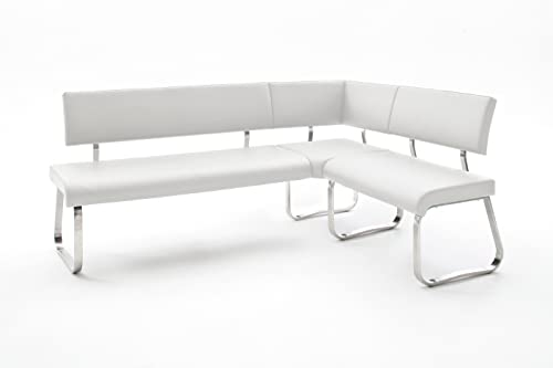 Robas Lund Esszimmersitzbank mit Rückenlehne, Leder, Sitzbank Belastbar bis 500 Kg, Küchensitzbank weiß, 200 x 150 cm