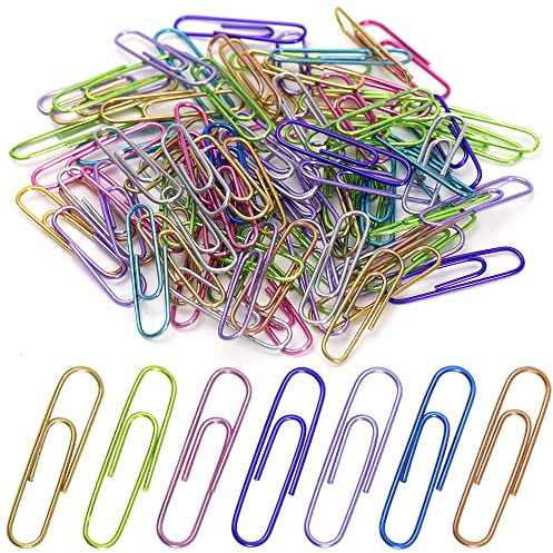 Large Paper Clips,150pcs 2 Inch (50mm) Jumbo Paper Clip, Assorted Coloured PaperClips for Paperwork Office School and Personal Use