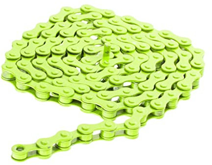 pistro Fahrradkette mit festem Gang, BMX, einzelne Stahlkette, 94 Glieder, 1/2 Zoll x 1/8 Zoll, Gelb