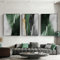 Abstrakte Kunst auf Leinwand, modernes Grün und Goldfolie, nordische Poster und Drucke, Wandkunst, Bilder für Wohnzimmerdekoration, 70 x 90 cm (28 x 35 Zoll) x 3 mit Rahmen