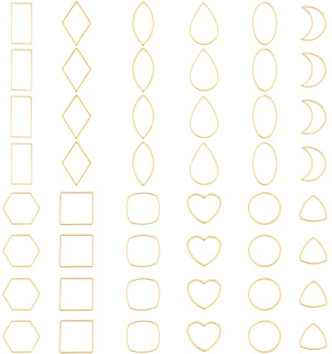UNICRAFTALE 48 Stk 12 Stil 304 Edelstahl Gold Verbindungsringe Tropfen Herz Rauten Verbindungs Anhänger 18-26mm Lang Verbindungsringe Rahmen Verbindungs Für Halsketten Armbänder Schmuckherstellung