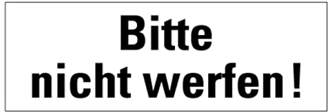 Aufkleber Verpackungs-Kennzeichnung Mehrsprachig „Bitte nicht werfen!“ Schild Folie, s/w | Größe wählbar Made in Germany, Größen Name: 5x15cm
