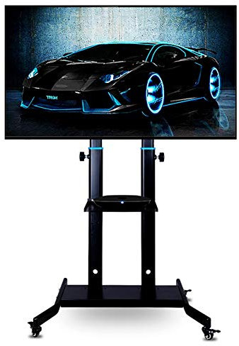GGZONE Universeller TV-Bodenständer mit Halterung für 42 bis 85 Zoll große LCD-LED-Fernseher, mit Ablage und Rädern, schwarz Beautiful Scenery