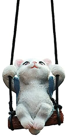 Swing Katze Anhänger, Auto Rückspiegel Anhänger Air Freshener Duftende Ornament Schaukel Katze Autospiegel Hängendes Zubehör Auto Anhänger für Spiegel Miniatur Auto Rückspiegel Dekoration
