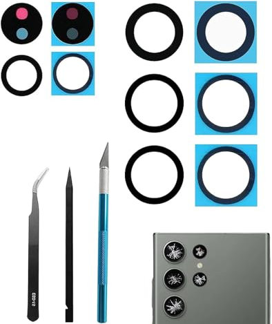 Dakexiong 5Pcs/Set S23 Ultra Rear Back Camera Glass Lens Replacement for Samsung Galaxy S23 Ultra 2023 Camera Glass Replacement with Repair Tool Kit, Anti-Lens Scratch