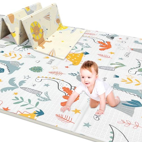 Aiious Krabbelmatte Baby Spielteppich Kinder 200x180 Spielmatte Baby Faltbar Wasserdichter Schaumstoff Kinderzimmer Teppiche, Doppelseitig Nngiftig Baby Spielzeug Große Größe Krabbeldecke für Baby
