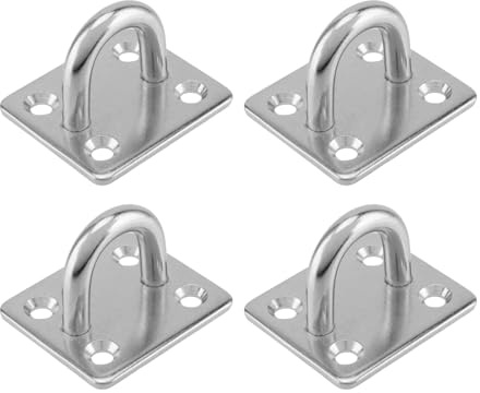 ZOENHOU 4 placas de ojo de acero inoxidable, placa de ojo con ojal, placa de ojal, placa de ojo, placa de mástil, soporte de pared, gancho de sujeción para barco, aparejo, yoga, cinturón de