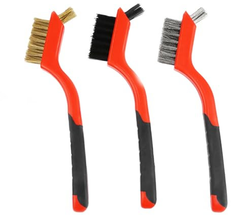 Rust Remover 3 Pack Small Wire Brush, Brass Wire Brushes for Cleaning, Rust Remover Tool for Metal (Brass, Steel, Nylon)
