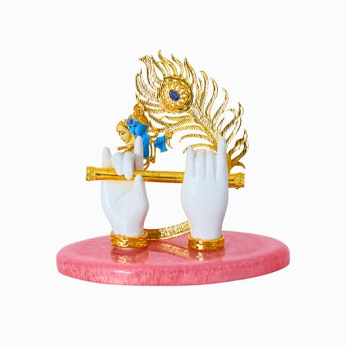 ZAARIYA Lord Sri Krishna Harz-Idol mit Flöte & Pfauenfeder – Perfekt für religiöse Geschenke, indische Heimdekoration & spirituelle Segnungen (11,43 x 12 x 10,16 cm)