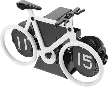 Ciieeo 1Stk Miniaturdekoration Stil Uhr Gang Vintage-Dekor Mini-Fahrrad geniale Designuhr Tischuhr Ausrüstung Flip-Uhr Blattwender Wecker Muschelschale Schreibtisch Weiß