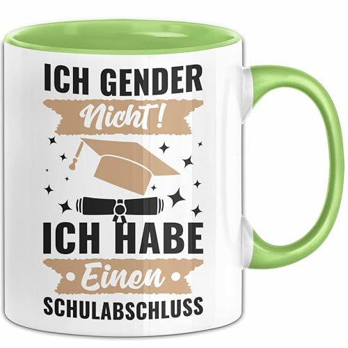 Ich Gender Nicht Ich Habe Einen Schulabschluss Anti Gender Tasse Geschenk Kaffee-Becher (Grün)