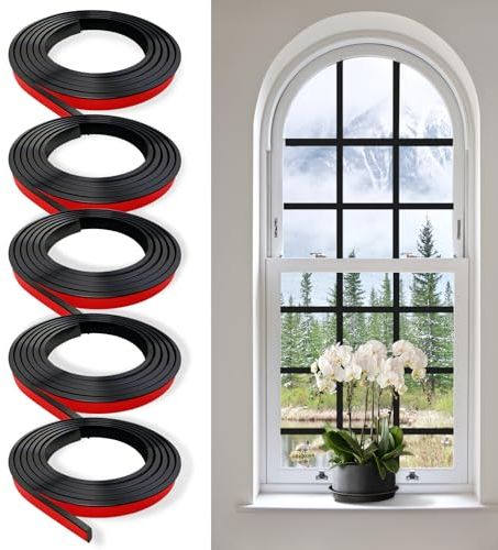 5 PCS Window Grid Kit,32.8ft Peel and Stick Window Grids,DIY Window Grille Inserts Grid Kit,Cuttable Wall Trim Molding for Window Door Frames(5x6.56 ft x 0.5 in Wx0.2in)