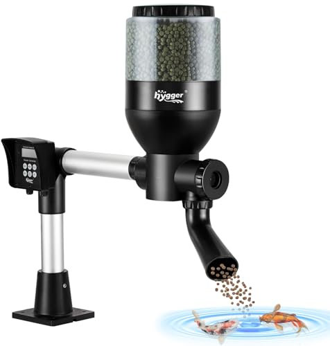 Hygger Automatic Fish Feeder - Large Programmable Pond Auto Feeder with LCD Display Controller, 5.5L Capacity for Weekend Holiday