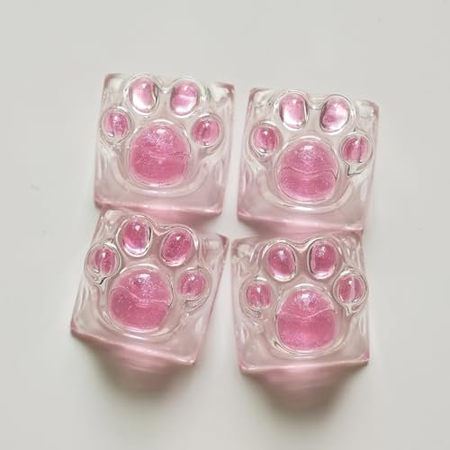 Elacgap Cat Claw Keycap Cute Drip Glue Backlight Keycaps DIY ESC Arrow Key Keycap Replacement for Cherry MX Gaming Mechanical Keyboard (4Keys Pink Transparent)
