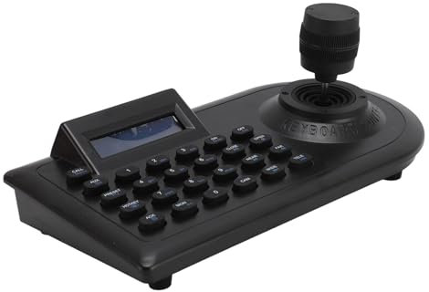 PTZ Camera Keyboard, RS485 232 Interface Ideal For Controlling Up to 32 NVR DVRs, 256 Ball, PTZ Cameras, For PELCO-D, For PELCO-P, AD,3D Joystick Keyboard with LCD Display (UK