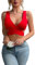 HTTOAR Sexy Crop Tops Damen Für Tiefer V Backless Tank Tops Cut Out Oberteil Damen Criss Cross Trägertop Wickeltop Mit Metallring (DE/NL/SE/PL, Alphanumerisch, L, Regular, Regular, rot)