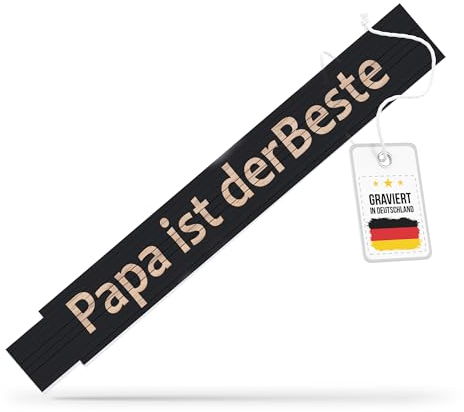 andSmile Zollstock schwarz - Papa ist der Beste - Zollstock mit Gravur - Meterstab aus hochwertigem Buchenholz - Geschenk zum Vatertag, Geburtstag, Weihnachten - Vatertagsgeschenk