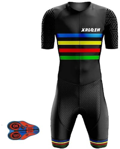 Triathlon Anzug Herren - Einteiliges Radtrikot - Trisuit Einteiler – Triathlonanzug - Triathlon Einteiler Kurz - 3Taschen Für Wettkampf Run, Strumpfhosen (TYP-12,M)