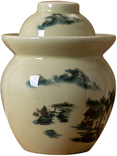 Vasi per la fermentazione, Vaso di coccio for fermentazione Vaso Kimchi Vaso in gres for la fermentazione o il decapaggio dei crauti Kimchi con coperchio Conservazione in ceramica Sottaceti domestici