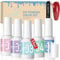 Aokitec 13PCS Dip Powder Liquid Set - Glossy & Matte Top Coat, Base, Activator, Brush Saver with Liner Brush Basic Tools for Nail Dipping Powder Nail Art