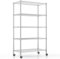 Himimi 5-tier Wire Shelving with Wheels and Levelling Feet, Height Adjustable Metal Storage Rack, Standing Storage Shelf Units for Laundry Bathroom Kitchen Pantry Closet,90 * 45 * 208CM, Silver