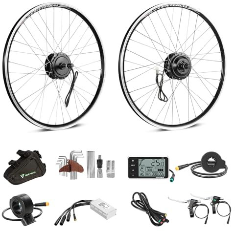 SHIMOST 28 Zoll 700C E-Bike Umbausatz Conversion Kit 350W Schwarz Heckmotor für Fahrrad Hinterrad Schraubkranz Controller, LCD, PAS Sensor, Daumengas