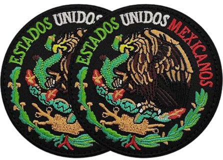 Tuxxjzm Parche de bandera mexicana, parche de bandera de México | Emblema nacional multiusos patriótico, 2 bonitos escudos de México, parches decorativos coloridos para chalecos, sombreros, chaquetas