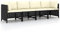 Willood 4-Sitzer-Gartensofa mit Auflagen Schwarz Poly Rattan