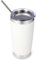 Volhoply 600ml（20oz） Thermobecher mit Deckel und Strohhalm,Doppelwandiger isolierter Reise-Eiskaffeebecher Passend für Auto-Tassenhalter,Pulverbeschichtete Becher für heiße und kalte Getränke,(Weiß,1)
