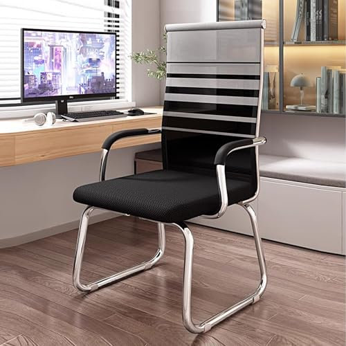 CLLXDZ Besucherstuhl, Executive konferenzstuhl mit Stahlfuß, Lendenwirbelstütze und Armlehnen, Stühle mit hoher Rückenlehne, Ohne Rollen für Empfangs, Warte und Besprechungsräume(Gray)