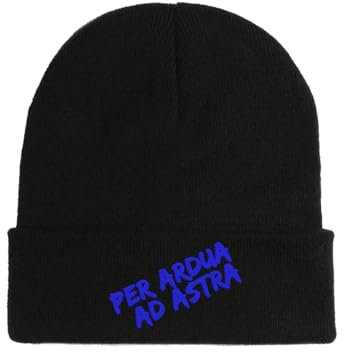 Per Ardua Ad Astra Latin Slogan Bestickte Beanie Mütze Wintermütze Schwarz, Schwarz , Einheitsgröße